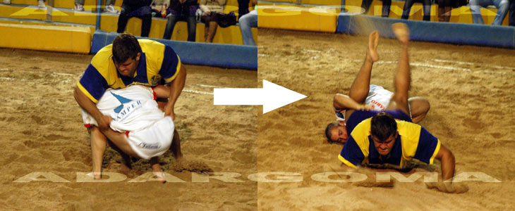 El "Chaval&iacute;n" d&aacute;ndole una lucha a Juan Espino "Trota II"