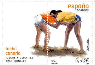 Imagen del nuevo sello dedicado a la Lucha Canaria